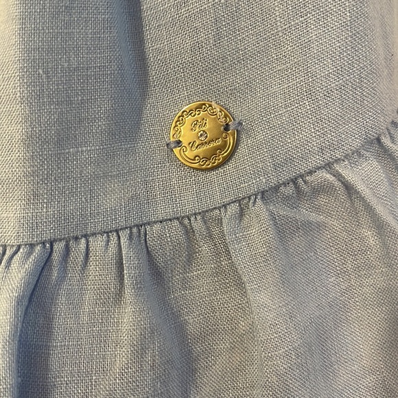 EUC size 4 years Pili Carrera Blue Linen Pinafore Dress! - Picture 13 of 15